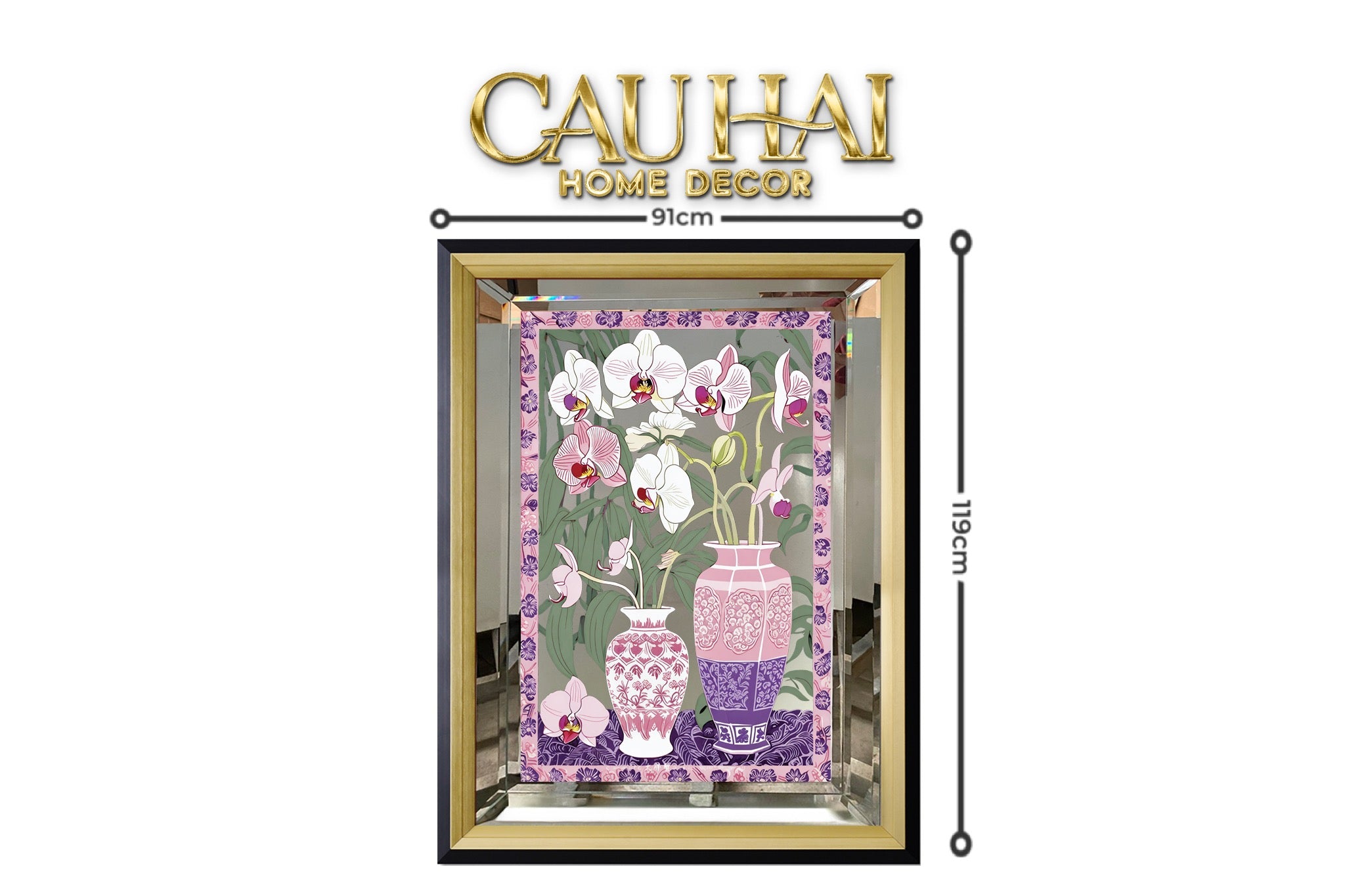 Tết Couture - Tranh Gương UV Gen5 Flora De Fortune Violet Orchidée 108x108-TRANH TREO TƯỜNG-CẬU HAI HOME DECOR