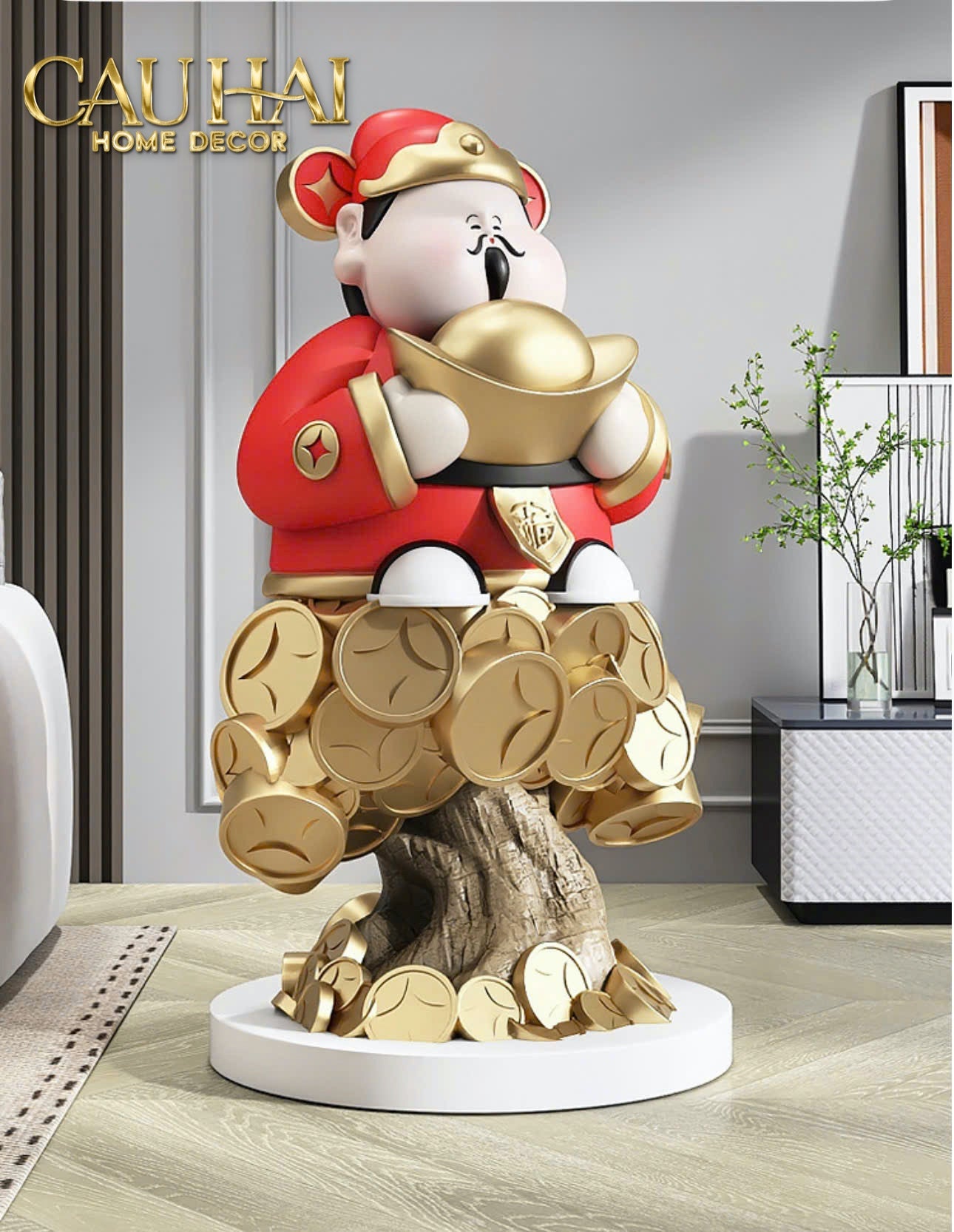 Tết Couture - Tượng Đại Thần Tài Kim Nguyên Bảo H76 - CẬU HAI HOME DECOR