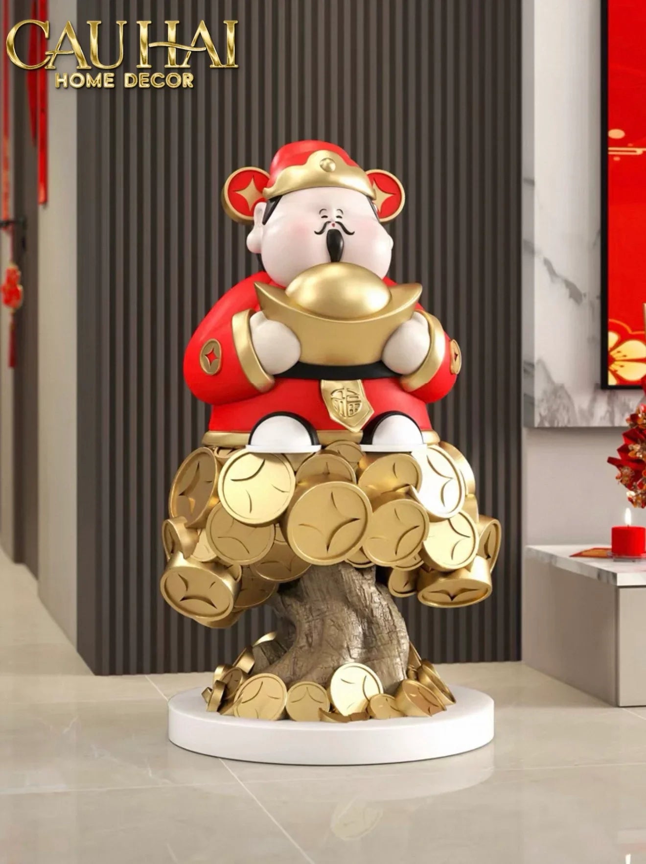 Tết Couture - Tượng Đại Thần Tài Kim Nguyên Bảo H76-CẬU HAI HOME DECOR