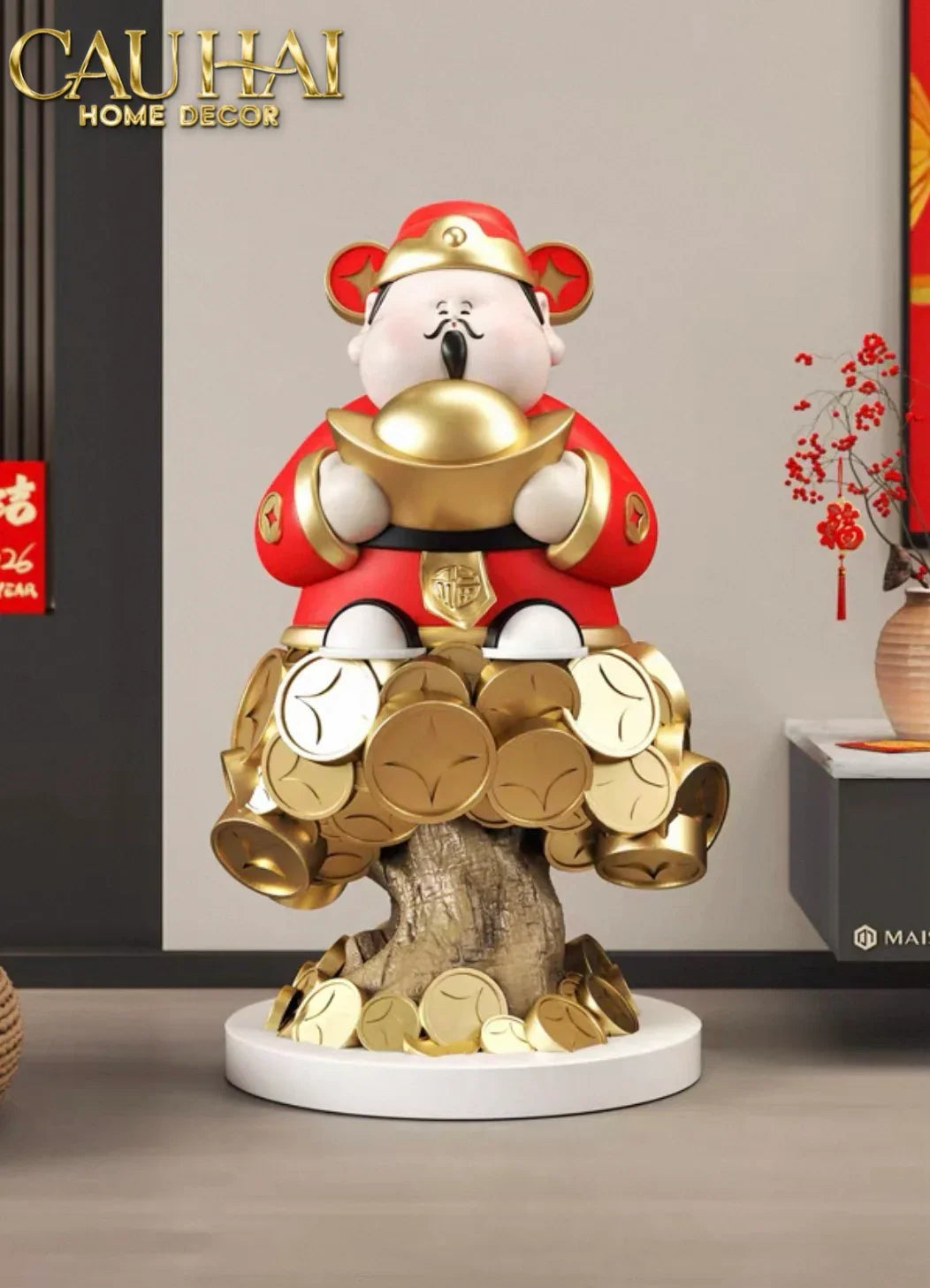 Tết Couture - Tượng Đại Thần Tài Kim Nguyên Bảo H76-CẬU HAI HOME DECOR