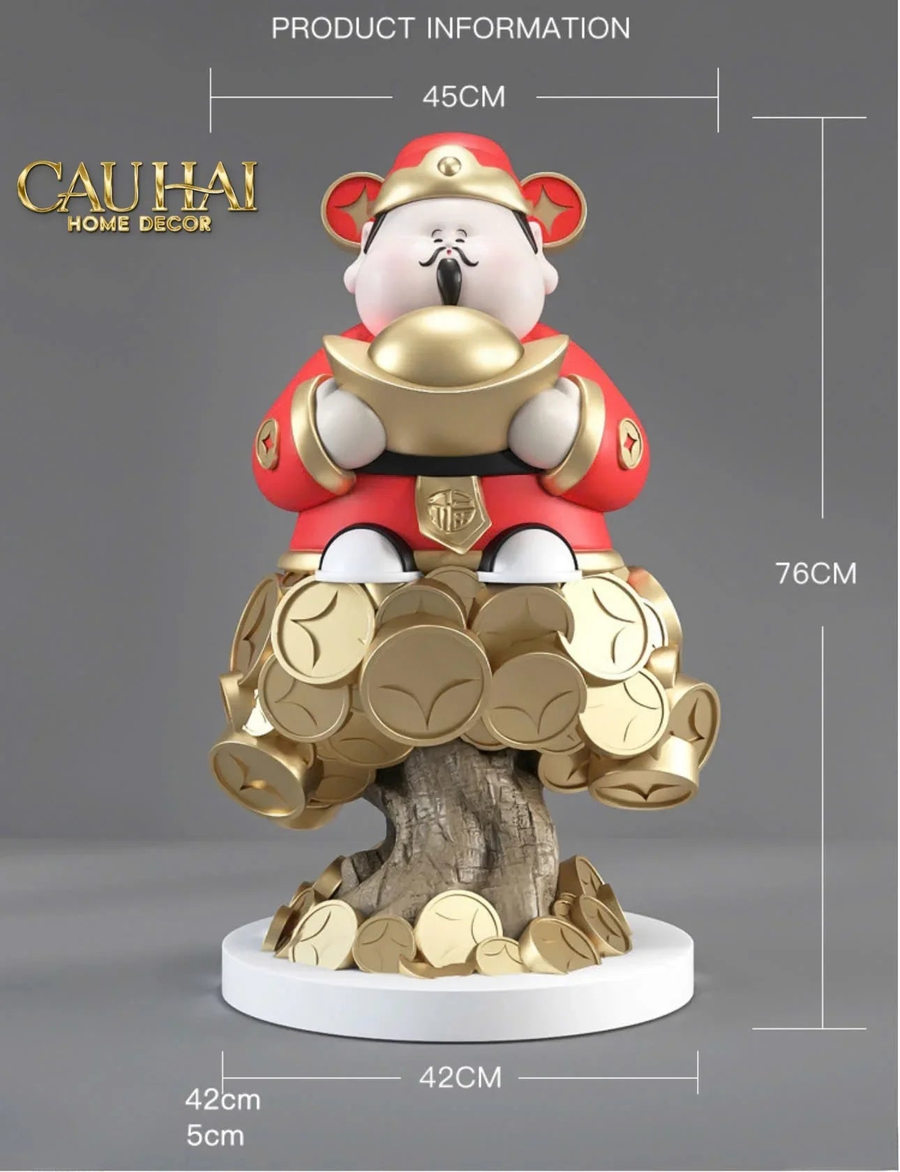 Tết Couture - Tượng Đại Thần Tài Kim Nguyên Bảo H76-CẬU HAI HOME DECOR