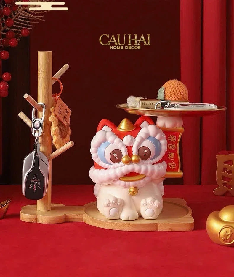 Tết Couture - Tượng Kim Lân Phúc Mãn Đường Guardian Lion Key Figurines-CẬU HAI HOME DECOR