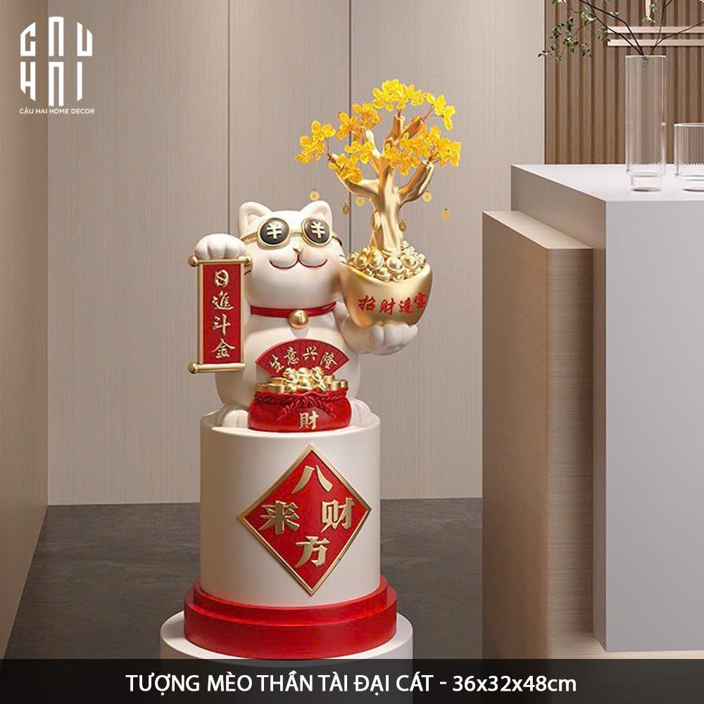 Tượng Mèo Thần Tài Đại Cát - CẬU HAI HOME DECOR