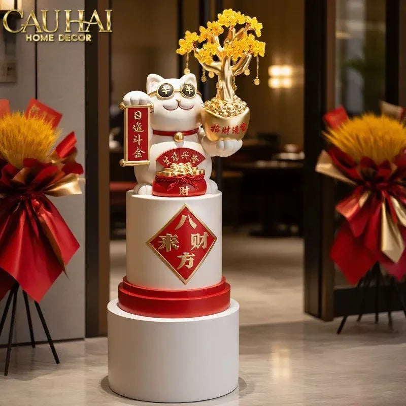 Tết Couture - Tượng Mèo Đại Cát Lợi Cây Phú Quý 84Cm-CẬU HAI HOME DECOR