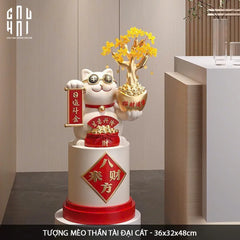 Tết Couture - Tượng Mèo Đại Cát Lợi Cây Phú Quý 84Cm-CẬU HAI HOME DECOR