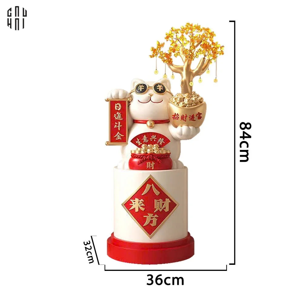 Tết Couture - Tượng Mèo Đại Cát Lợi Cây Phú Quý 84Cm-CẬU HAI HOME DECOR