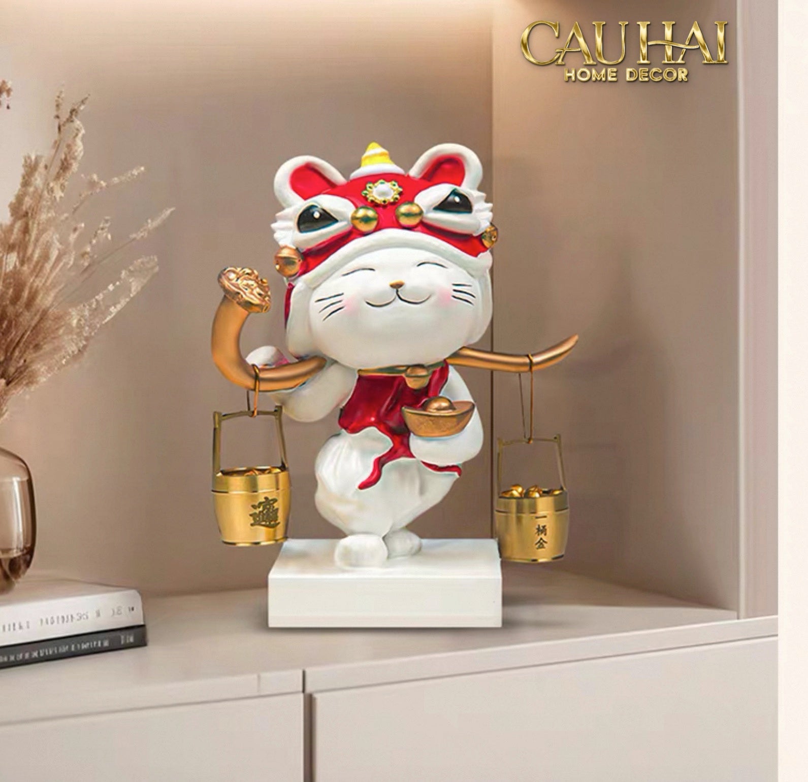 Tết Couture - Tượng Mèo May Mắn Kim Lân Vượng Tài - CẬU HAI HOME DECOR