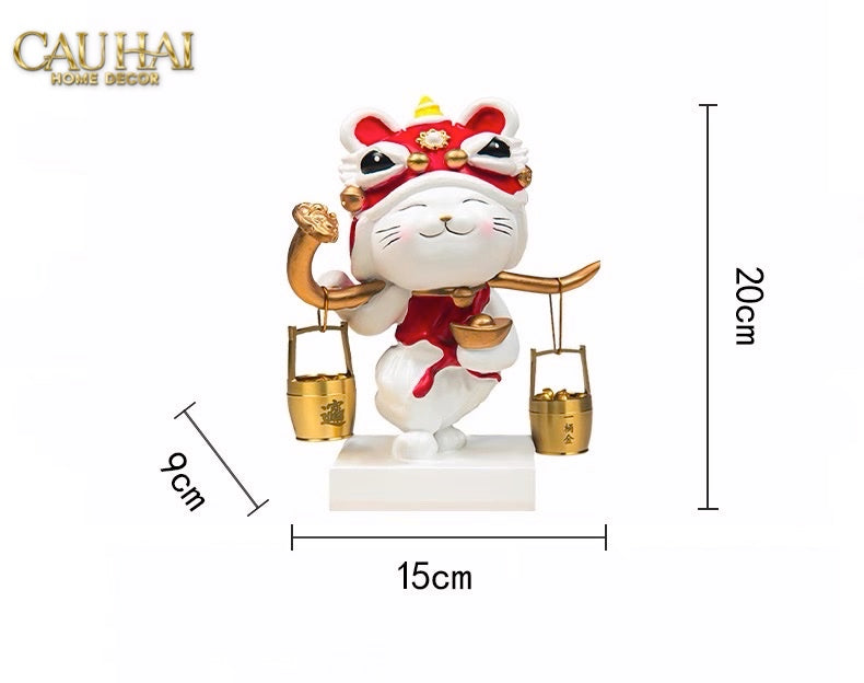 Tết Couture - Tượng Mèo May Mắn Kim Lân Vượng Tài - CẬU HAI HOME DECOR