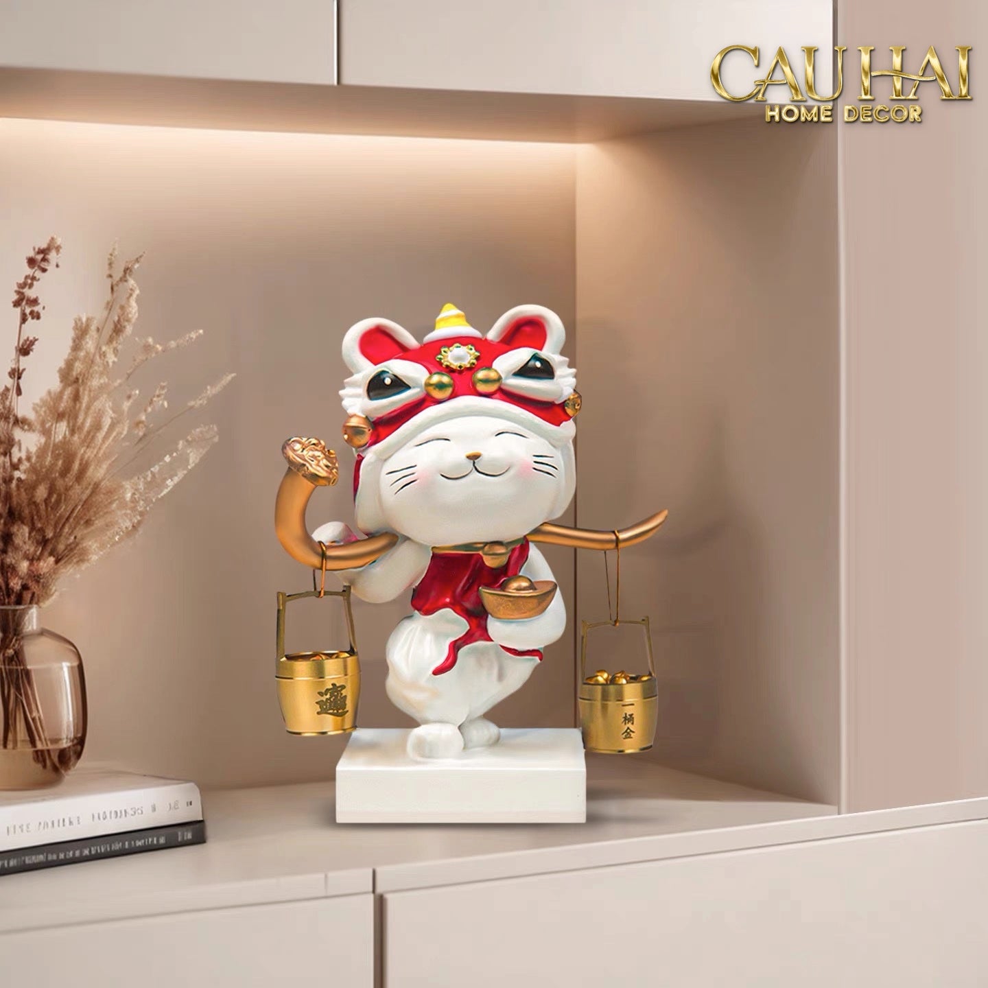 Tết Couture - Tượng Mèo May Mắn Kim Lân Vượng Tài - CẬU HAI HOME DECOR