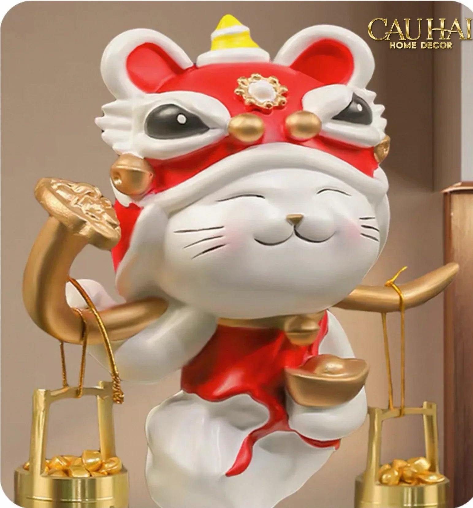 Tết Couture - Tượng Mèo May Mắn Kim Lân Vượng Tài-CẬU HAI HOME DECOR