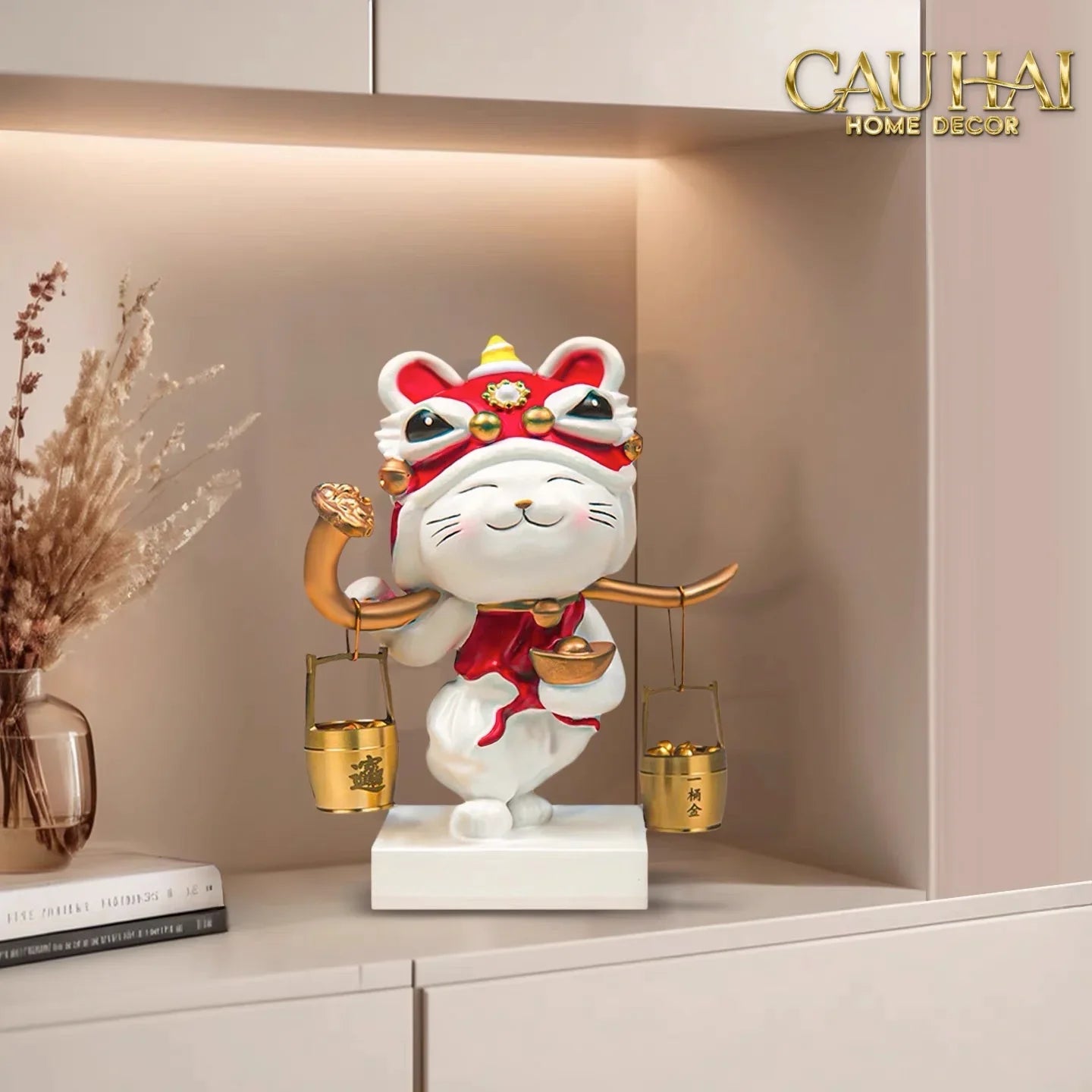 Tết Couture - Tượng Mèo May Mắn Kim Lân Vượng Tài-CẬU HAI HOME DECOR