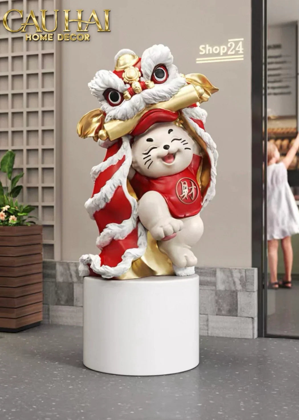Tết Couture - Tượng Mèo Tam Kim Lân H75-CẬU HAI HOME DECOR