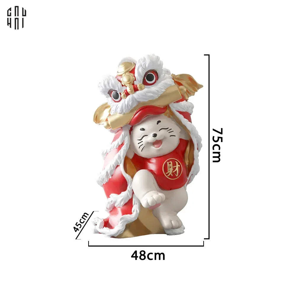 Tết Couture - Tượng Mèo Tam Kim Lân H75-CẬU HAI HOME DECOR