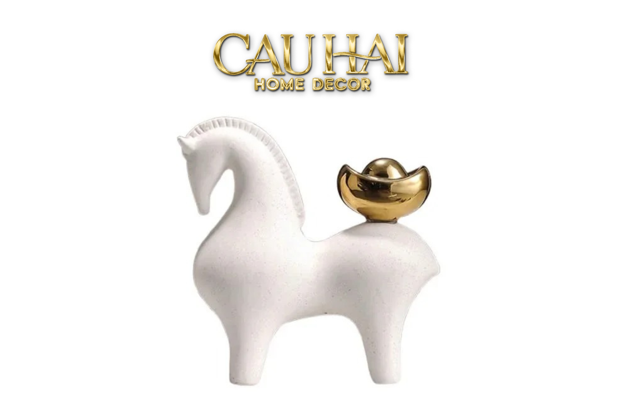 Tết Couture - Tượng Ngựa - "Kim Mã Bạch Ngọc" - Pierre De Jade Blanche - CẬU HAI HOME DECOR