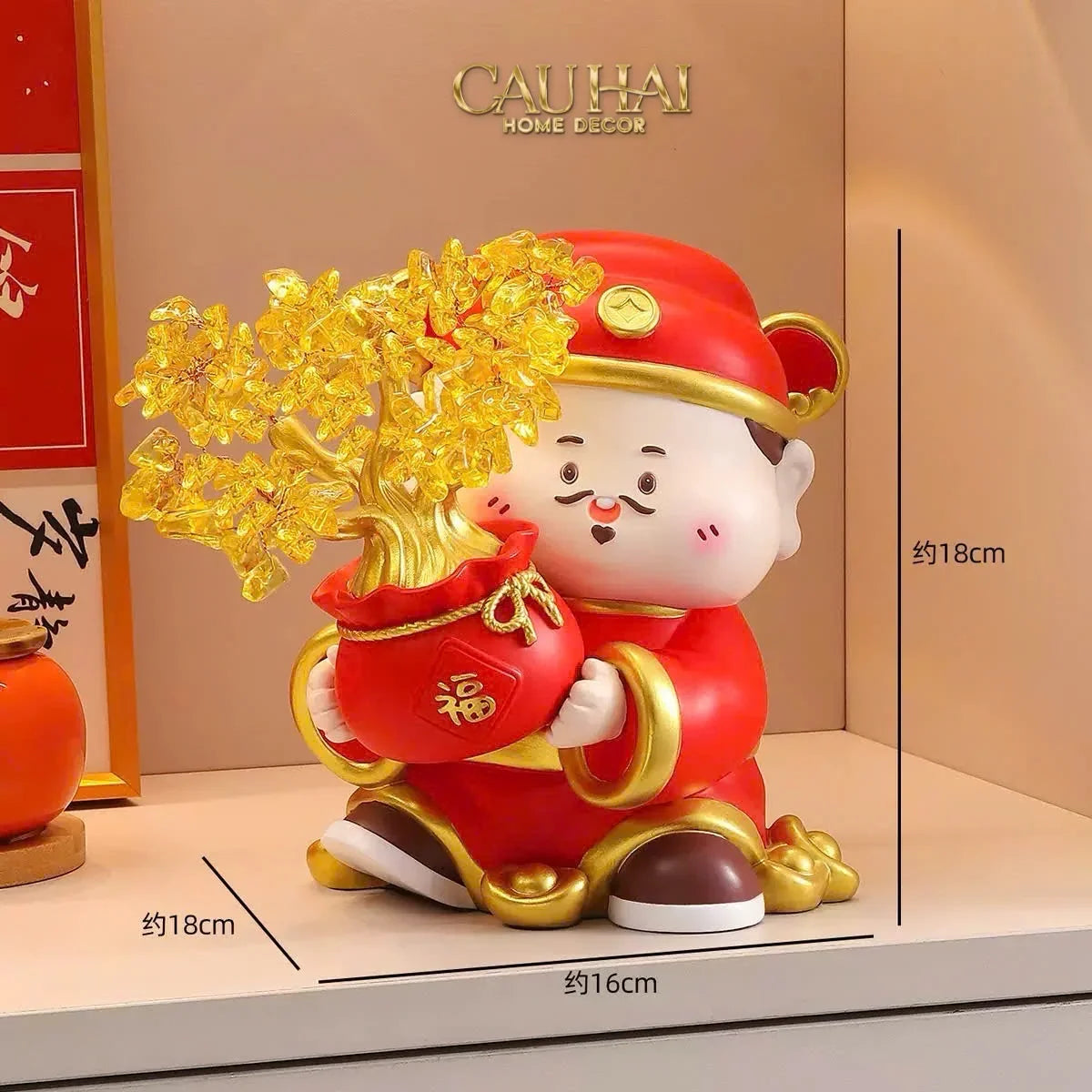 Tết Couture - Tượng Thần Tài Kim Lộc Phúc Mãn Đường H18-CẬU HAI HOME DECOR