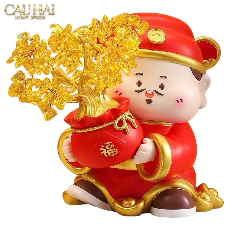 Tết Couture - Tượng Thần Tài Kim Lộc Phúc Mãn Đường H18-CẬU HAI HOME DECOR