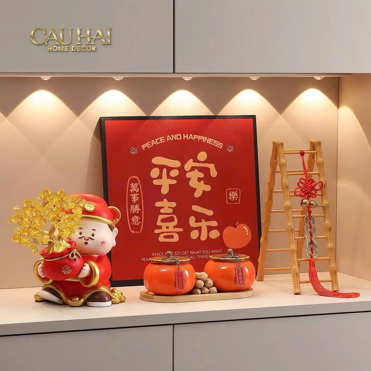 Tết Couture - Tượng Thần Tài Kim Lộc Phúc Mãn Đường H18-CẬU HAI HOME DECOR