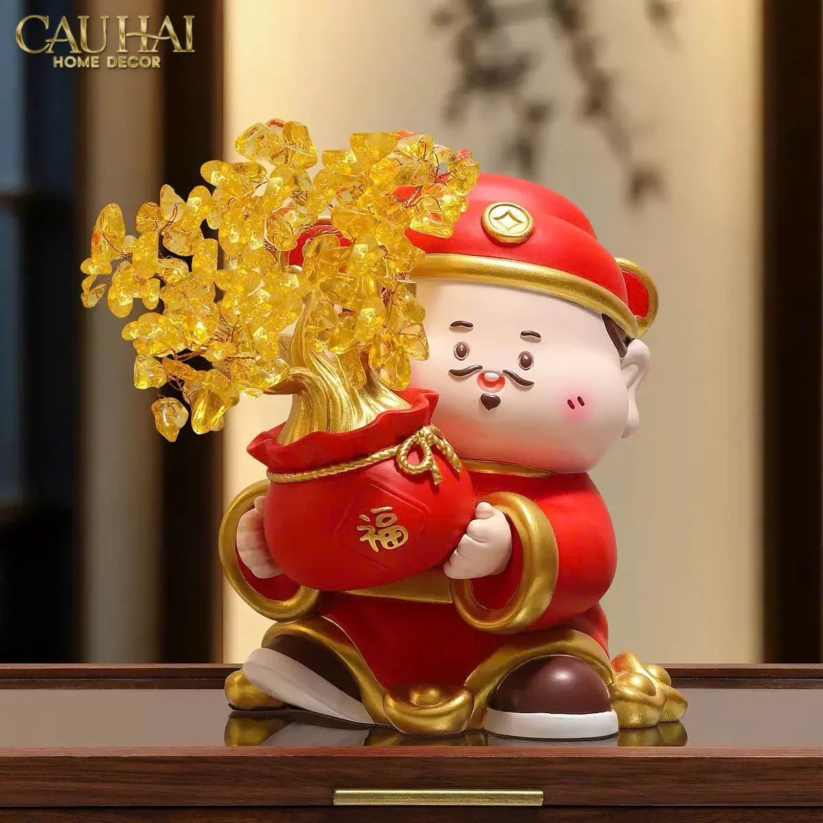 Tết Couture - Tượng Thần Tài Kim Lộc Phúc Mãn Đường H18-CẬU HAI HOME DECOR