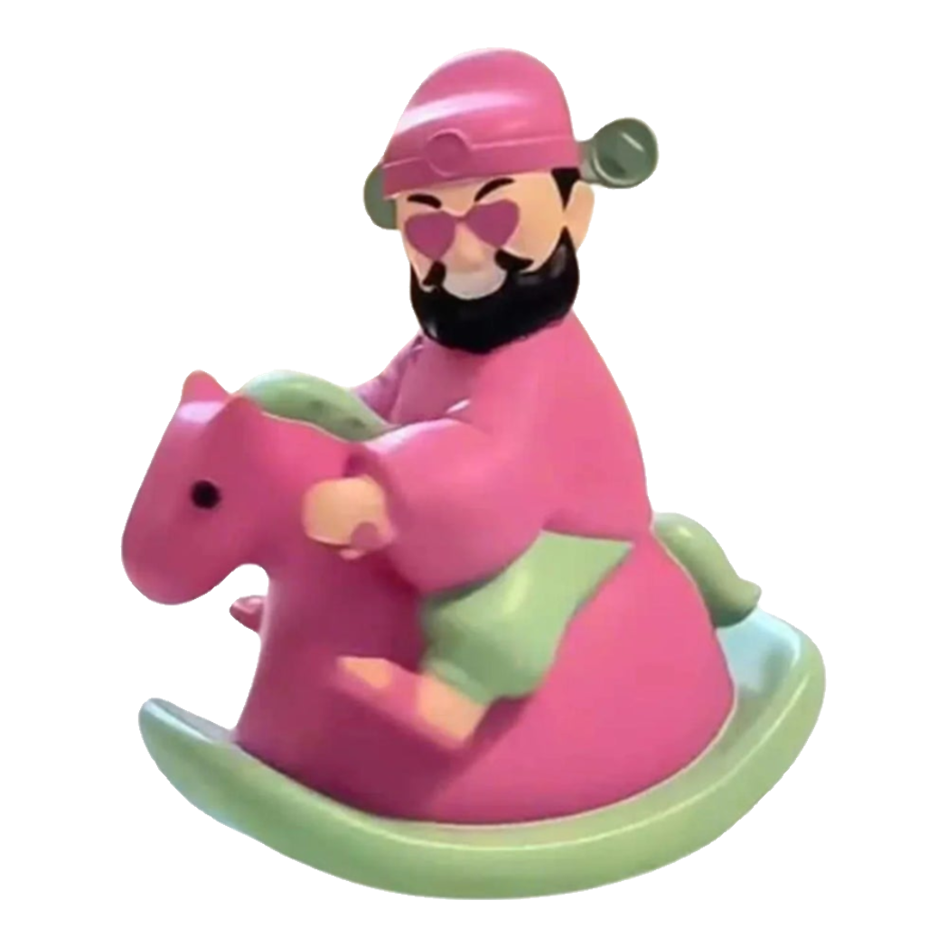 Tượng Thần Tài Wealth Deity Riding Pink Horse