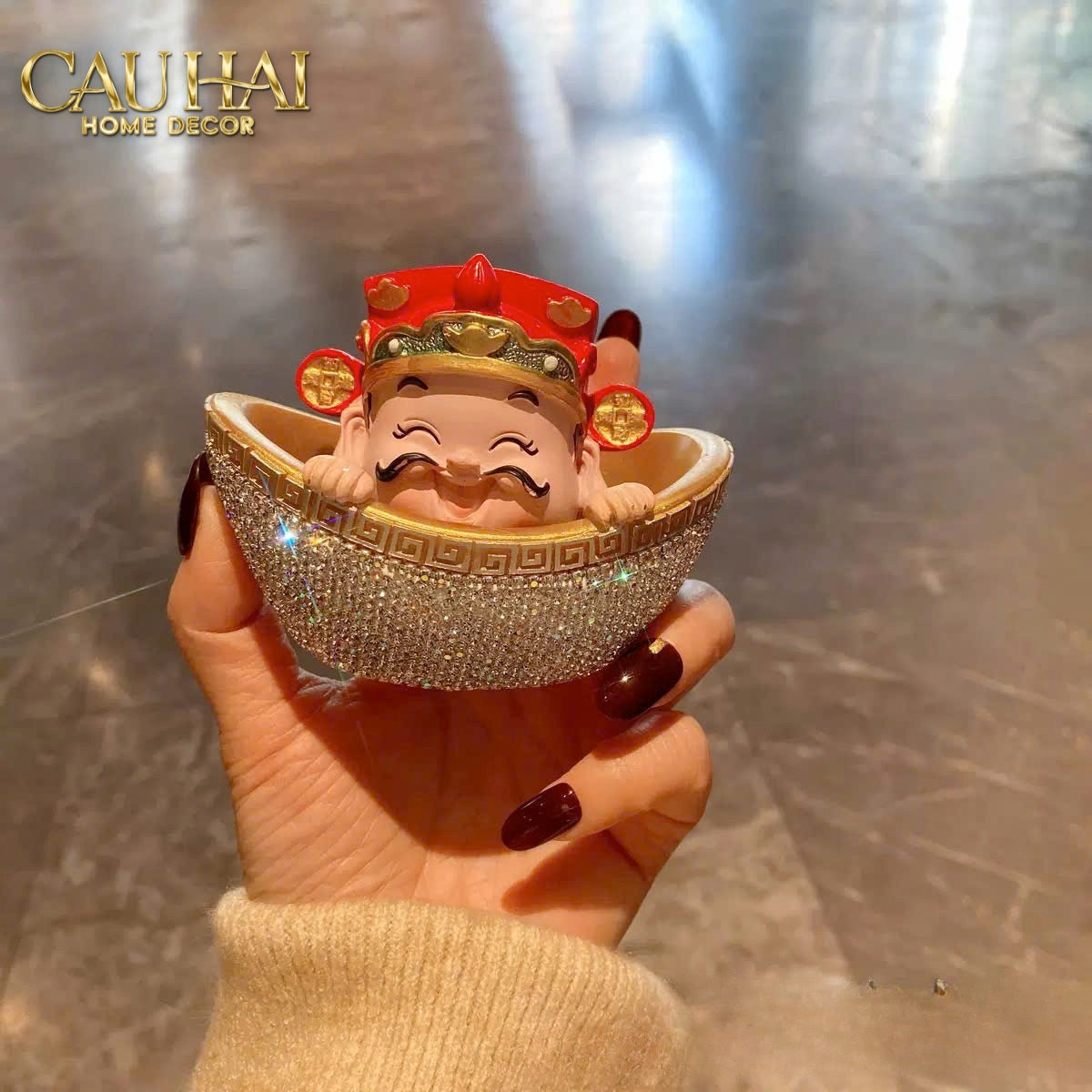 Tết Couture - Tượng Thần Tài Prosperity Embrace Car Bobblehead Figurine - CẬU HAI HOME DECOR