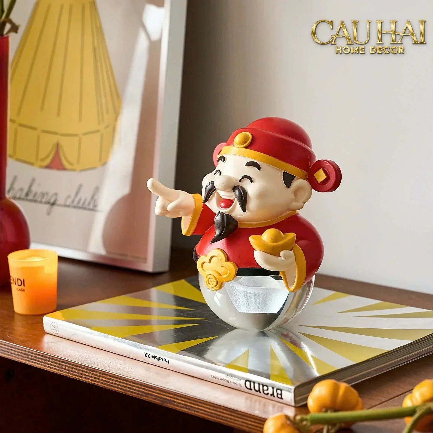 Tết Couture - Tượng Thần Tài Quả Cầu Pha Lê Cristalleries Bonheur · Deity of Fortune-CẬU HAI HOME DECOR