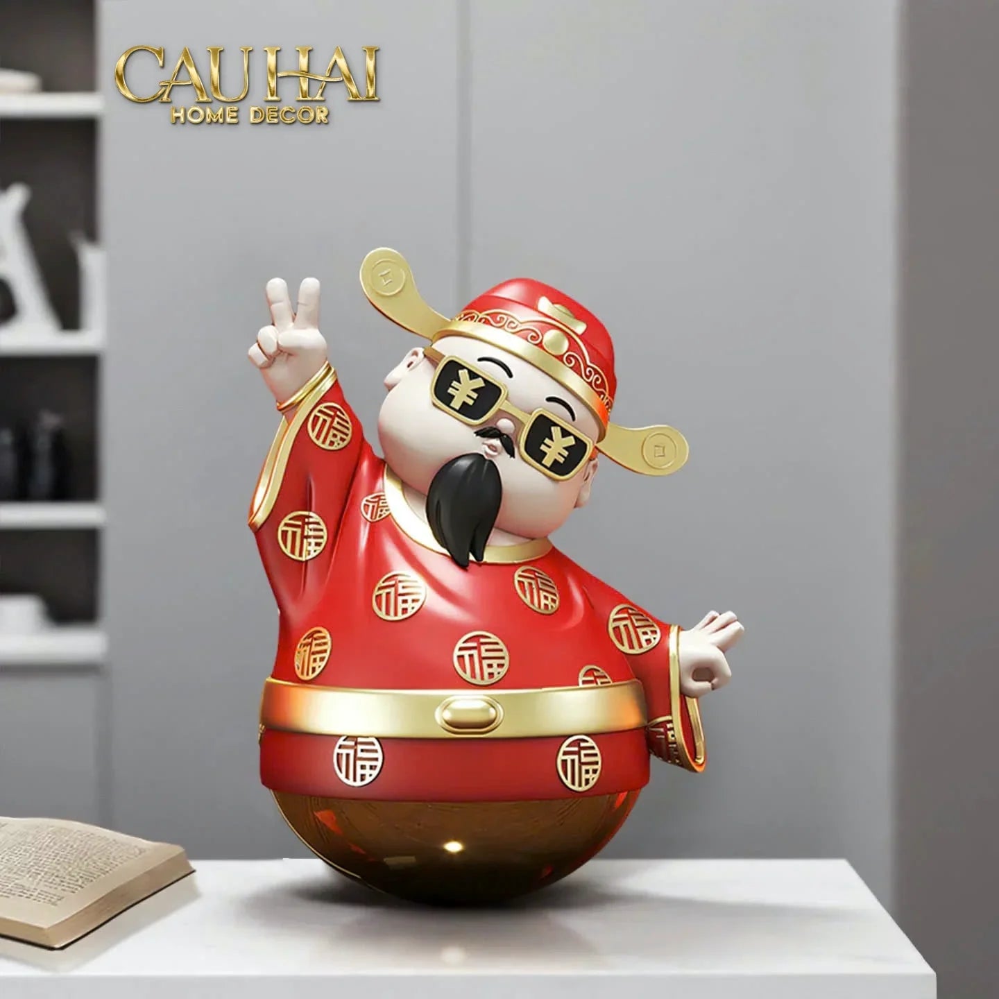 Tết Couture - Tượng Thần Tài "Say Hi" Hello Fortune Roly-Poly-CẬU HAI HOME DECOR