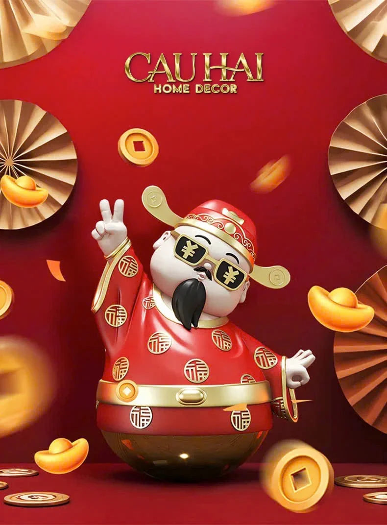 Tết Couture - Tượng Thần Tài "Say Hi" Hello Fortune Roly-Poly-CẬU HAI HOME DECOR