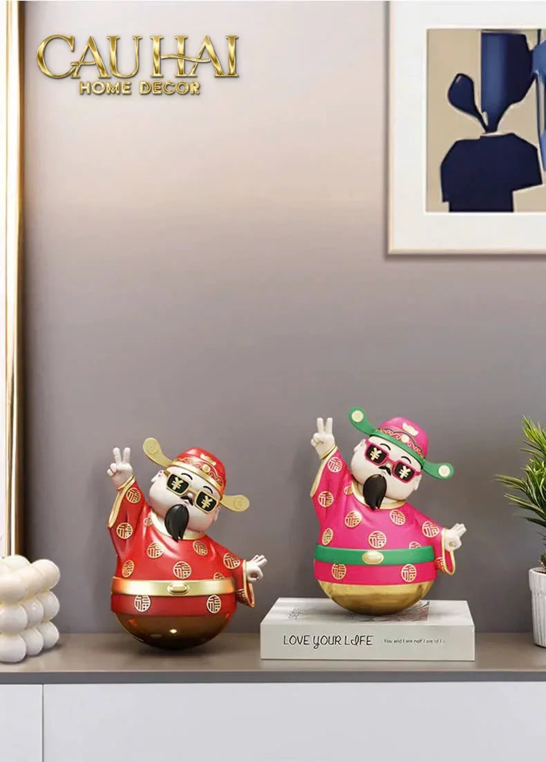 Tết Couture - Tượng Thần Tài "Say Hi" Hello Fortune Roly-Poly-CẬU HAI HOME DECOR