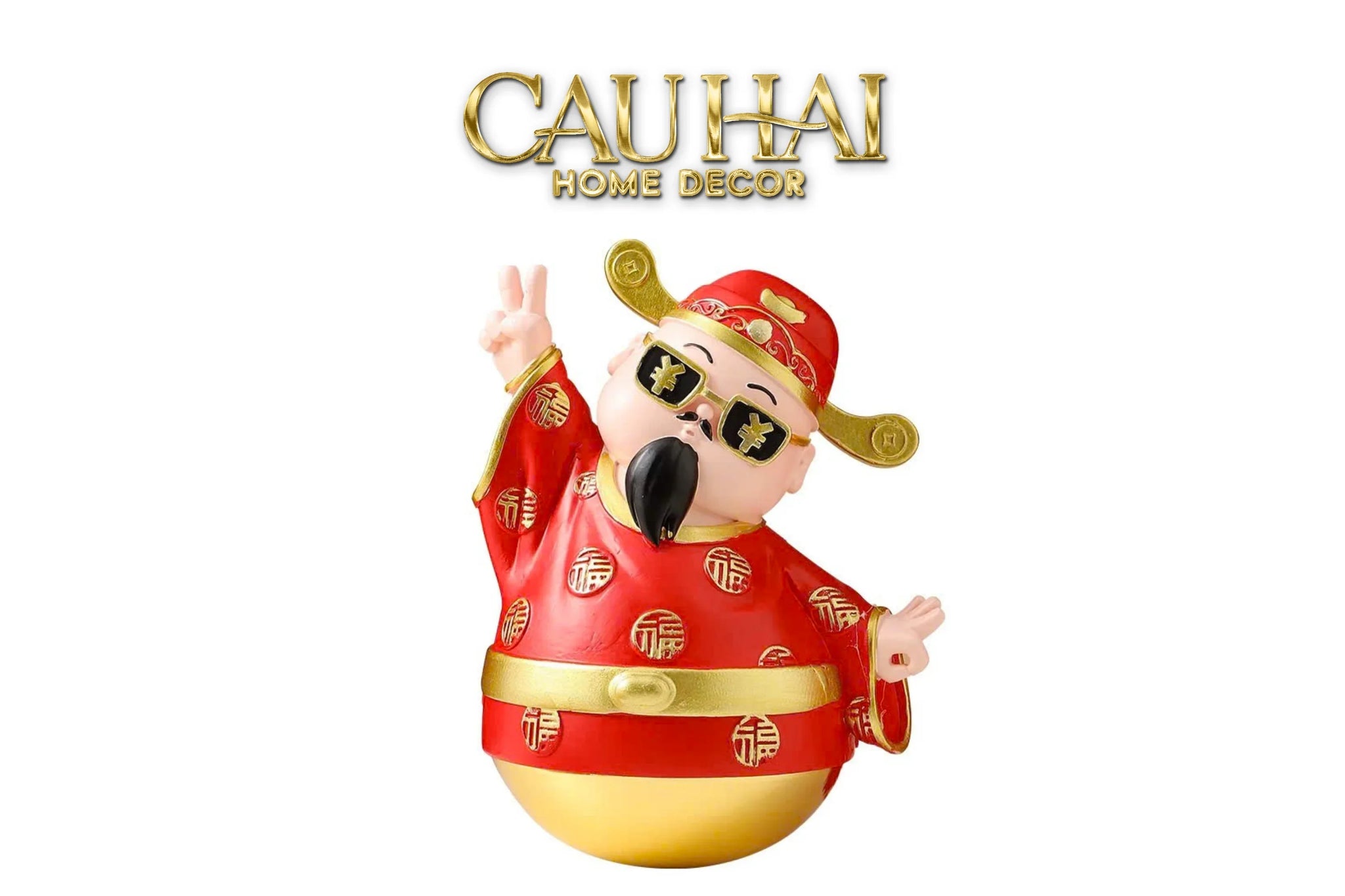 Tết Couture - Tượng Thần Tài "Say Hi" Hello Fortune Roly-Poly-CẬU HAI HOME DECOR