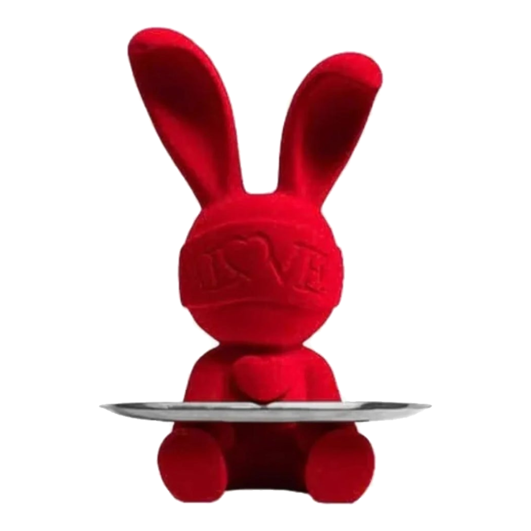 Tượng Thỏ Figurine Red Velvet Bunny Lapin Welcome Home H33