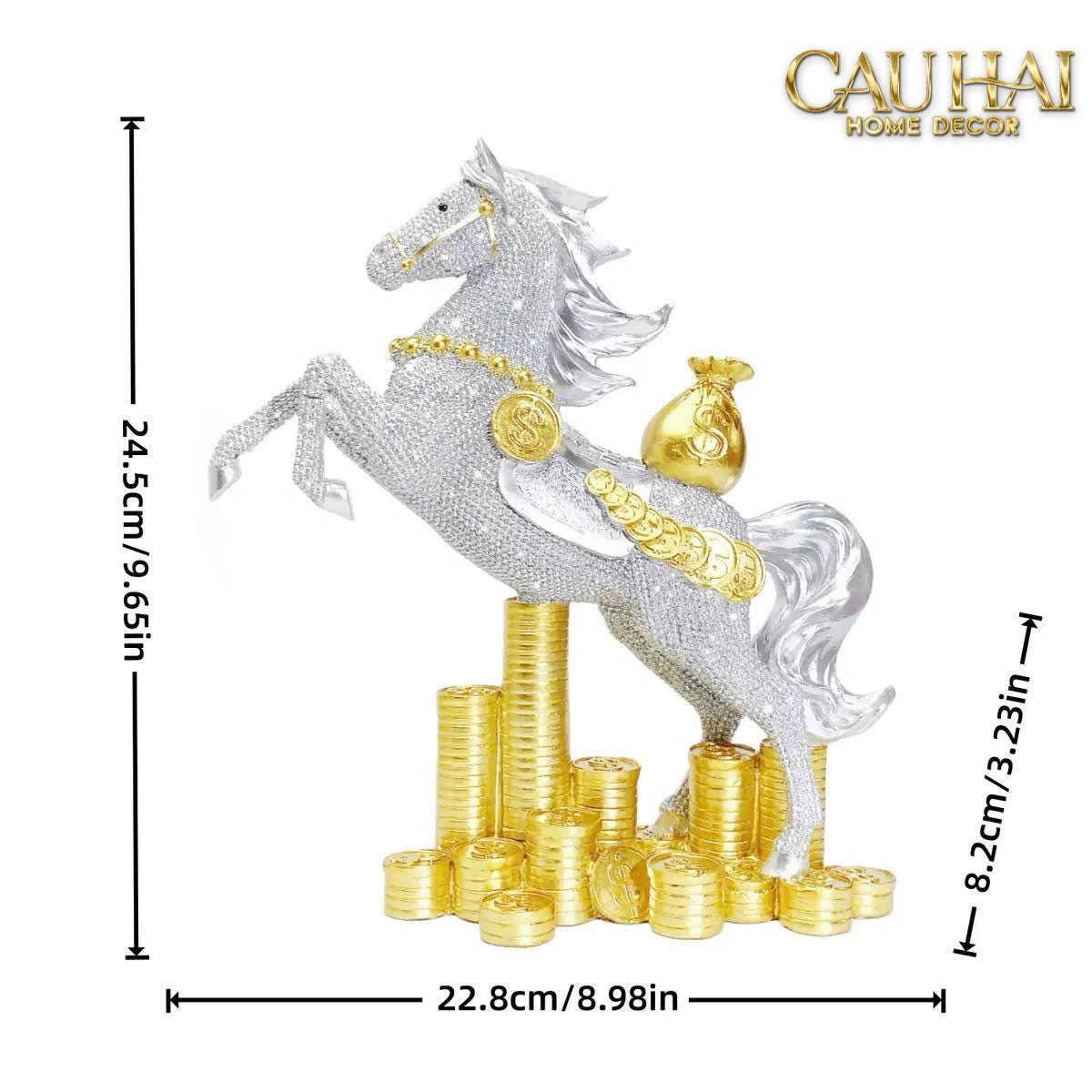 Tết Couture - Tượng Xe Ngựa Đính Kim Cương Kim Nguyên Bảo Gift Box - CẬU HAI HOME DECOR