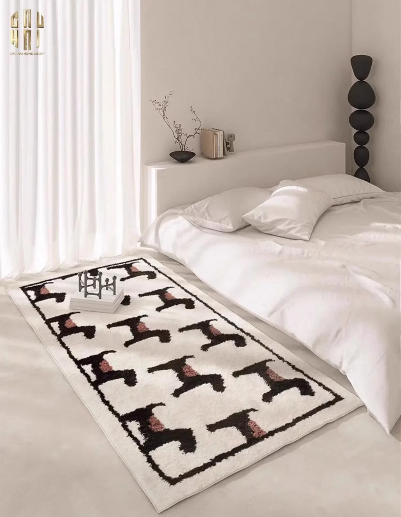 THẢM BED DỆT KIM 80X160 - NOBLE CANICHE - BED CARPET-CẬU HAI HOME DECOR