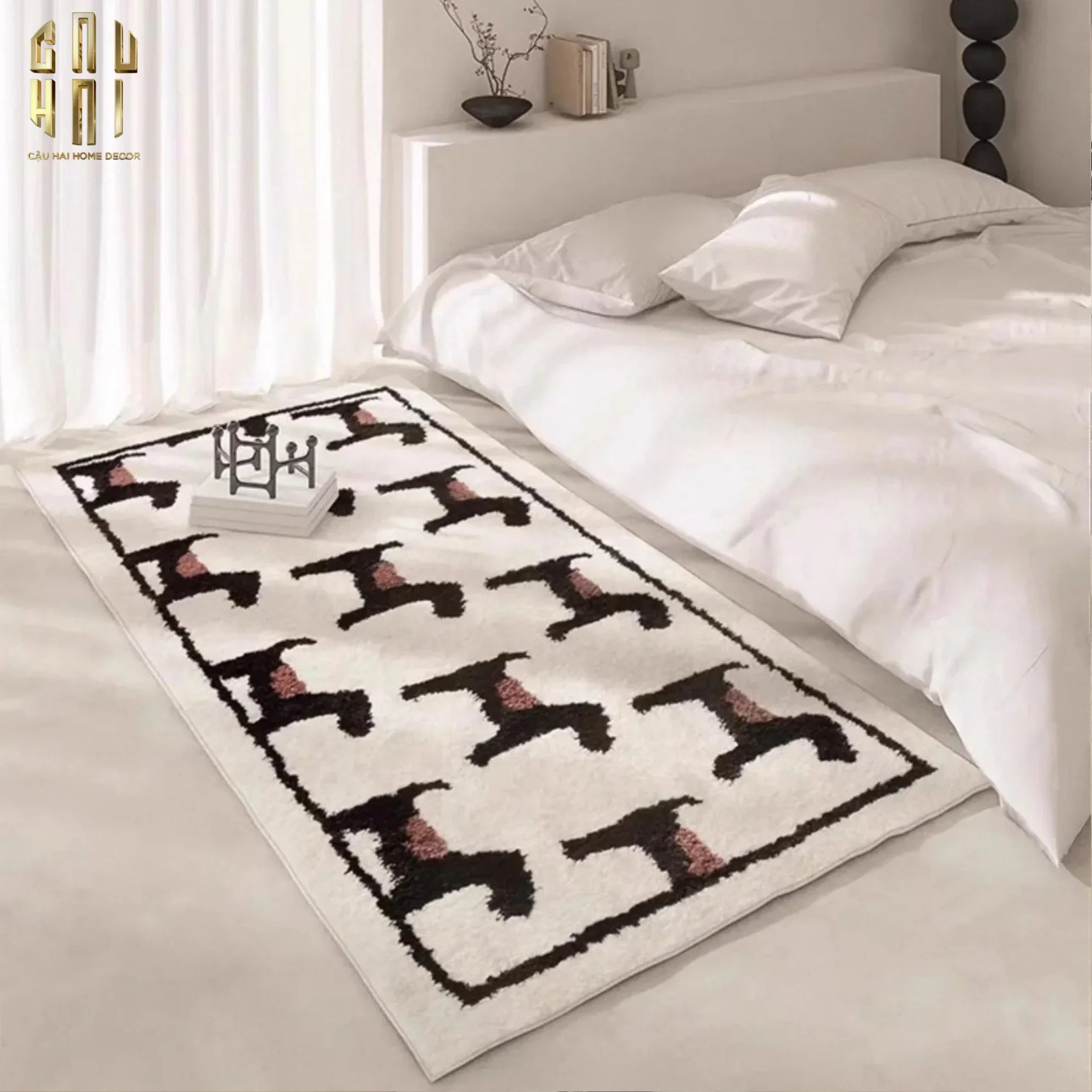 THẢM BED DỆT KIM 80X160 - NOBLE CANICHE - BED CARPET-CẬU HAI HOME DECOR