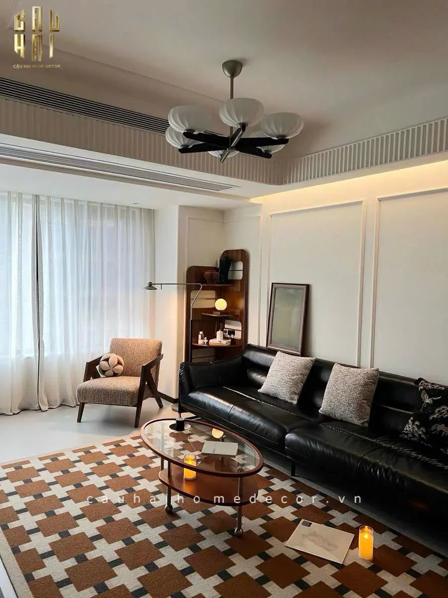 THẢM BED NHUNG BỈ 80X160 BRUN ROYALE GRID-CẬU HAI HOME DECOR