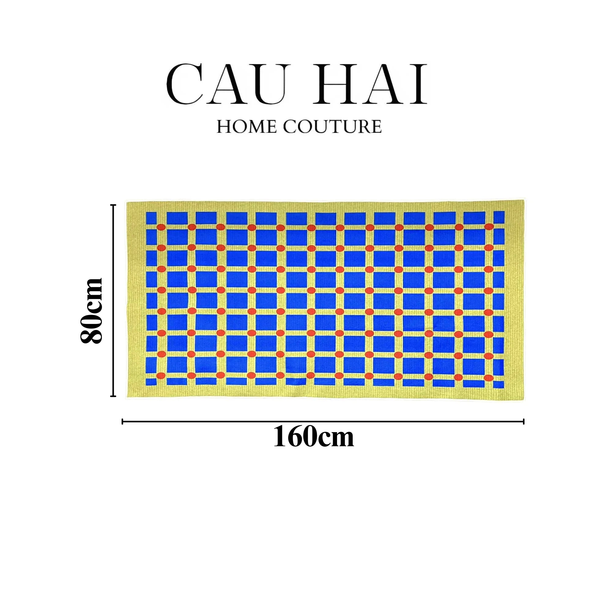 THẢM BED NHUNG BỈ 80X160 MONDRIAN DOTS-CẬU HAI HOME DECOR