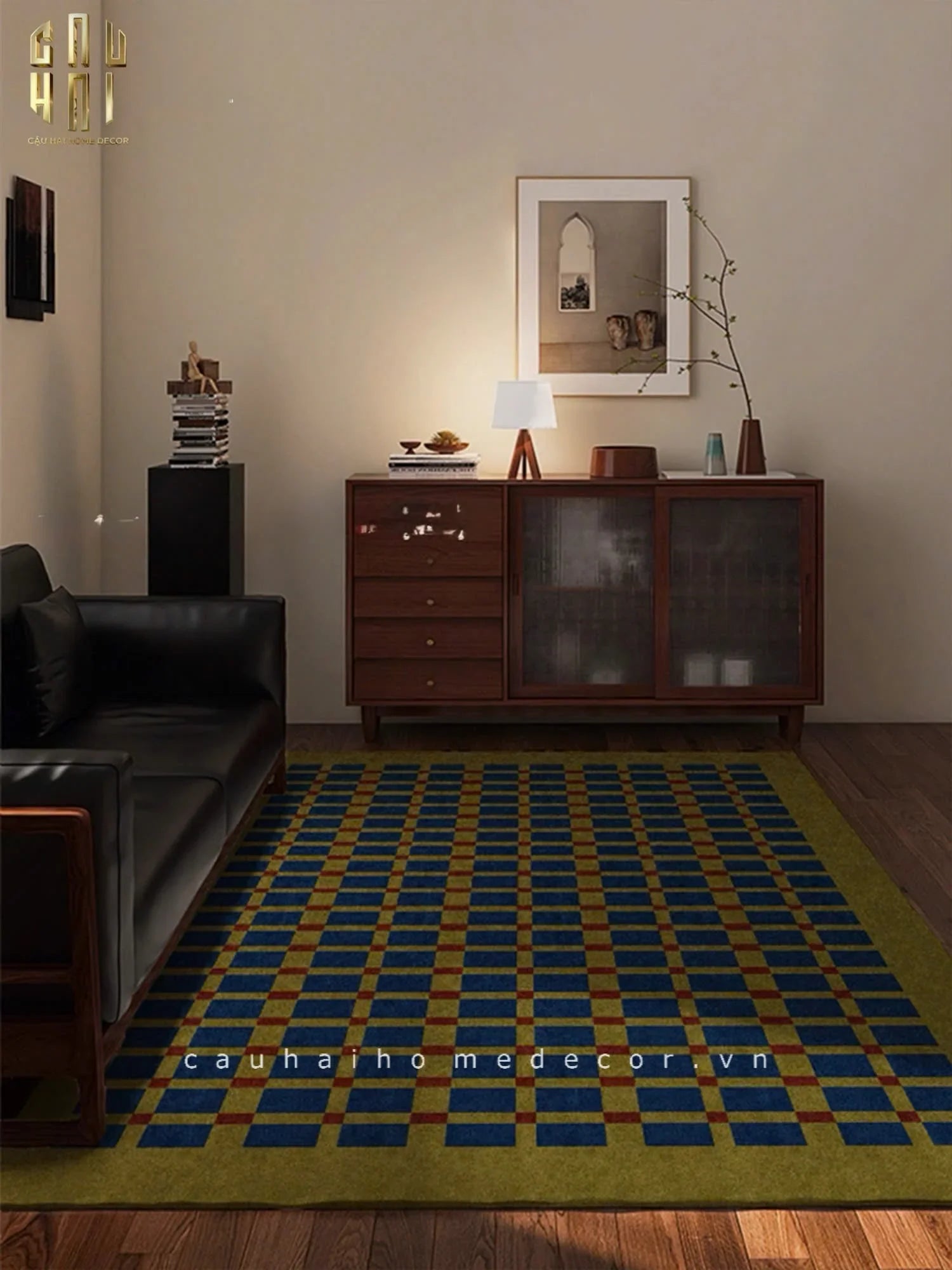 THẢM BED NHUNG BỈ 80X160 MONDRIAN DOTS-CẬU HAI HOME DECOR