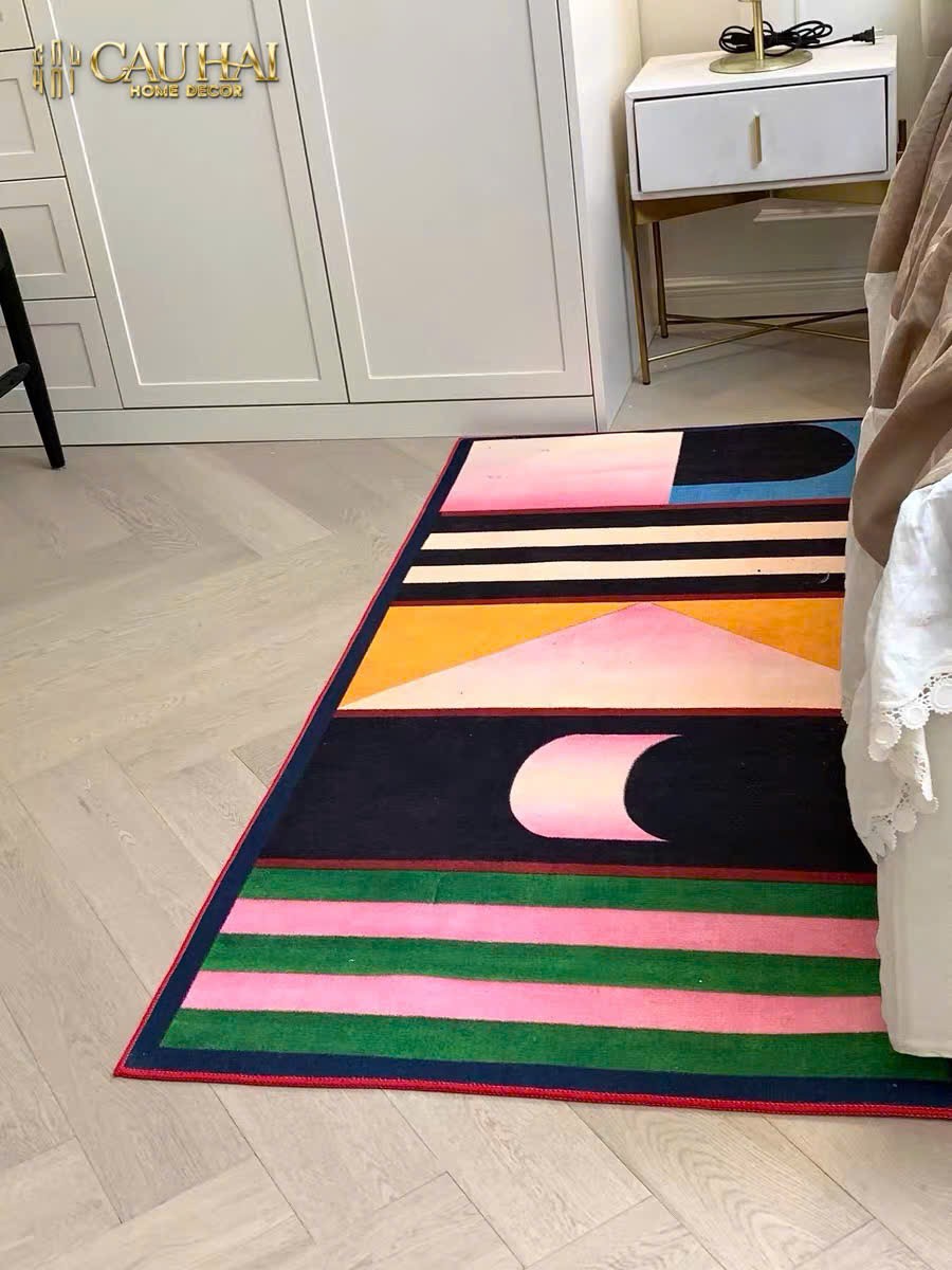 THẢM BED NHUNG BỈ 80x160 - POPART GEOMETRIC-CẬU HAI HOME DECOR