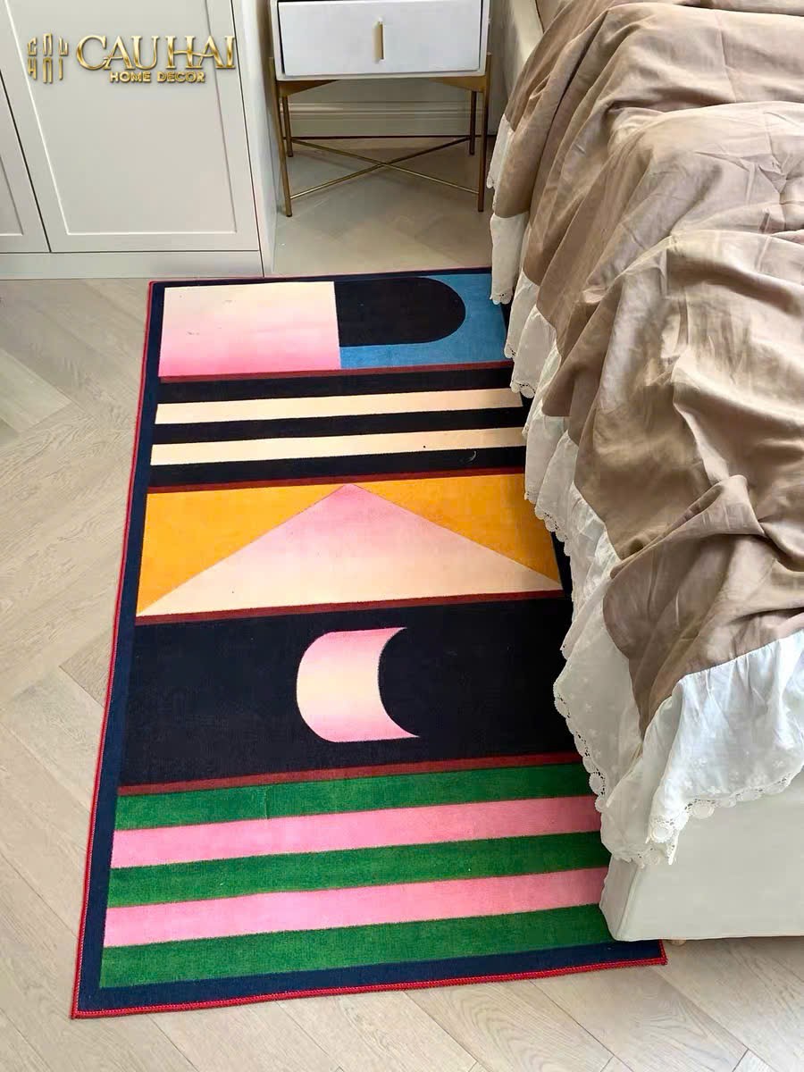 THẢM BED NHUNG BỈ 80x160 - POPART GEOMETRIC-CẬU HAI HOME DECOR
