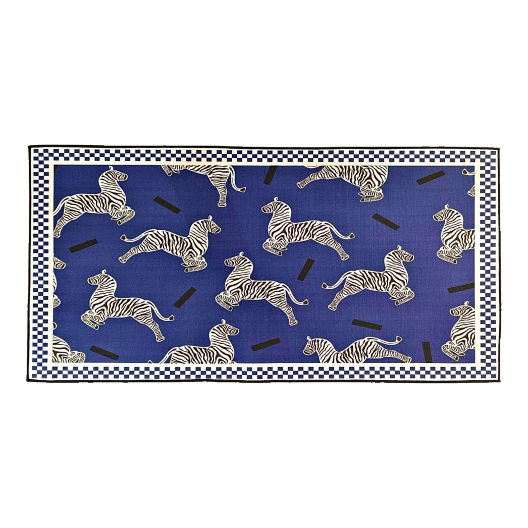 Bedside Velvet Rug Belgium 80X160 - Zebra Dance - Dark Navy