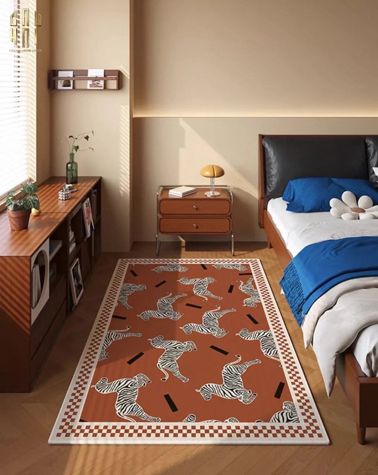 THẢM BED NHUNG BỈ 80X160 - ZEBRA DANCE - SIENNA-CẬU HAI HOME DECOR