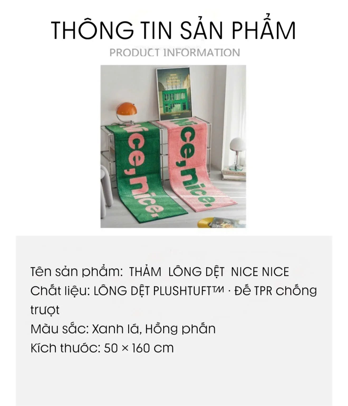 Thảm Bed Sợi Dệt 50X160 - Nice & Nice-CẬU HAI HOME DECOR