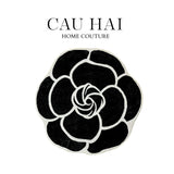 Thảm Bed Tròn Dệt Kim Hoa Trà Đen D100 Camélia Noir-THẢM TRÒN - THẢM BED-CẬU HAI HOME DECOR