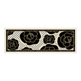 45x150 Leather Kitchen Mat - Black Roses Spell In Bloom