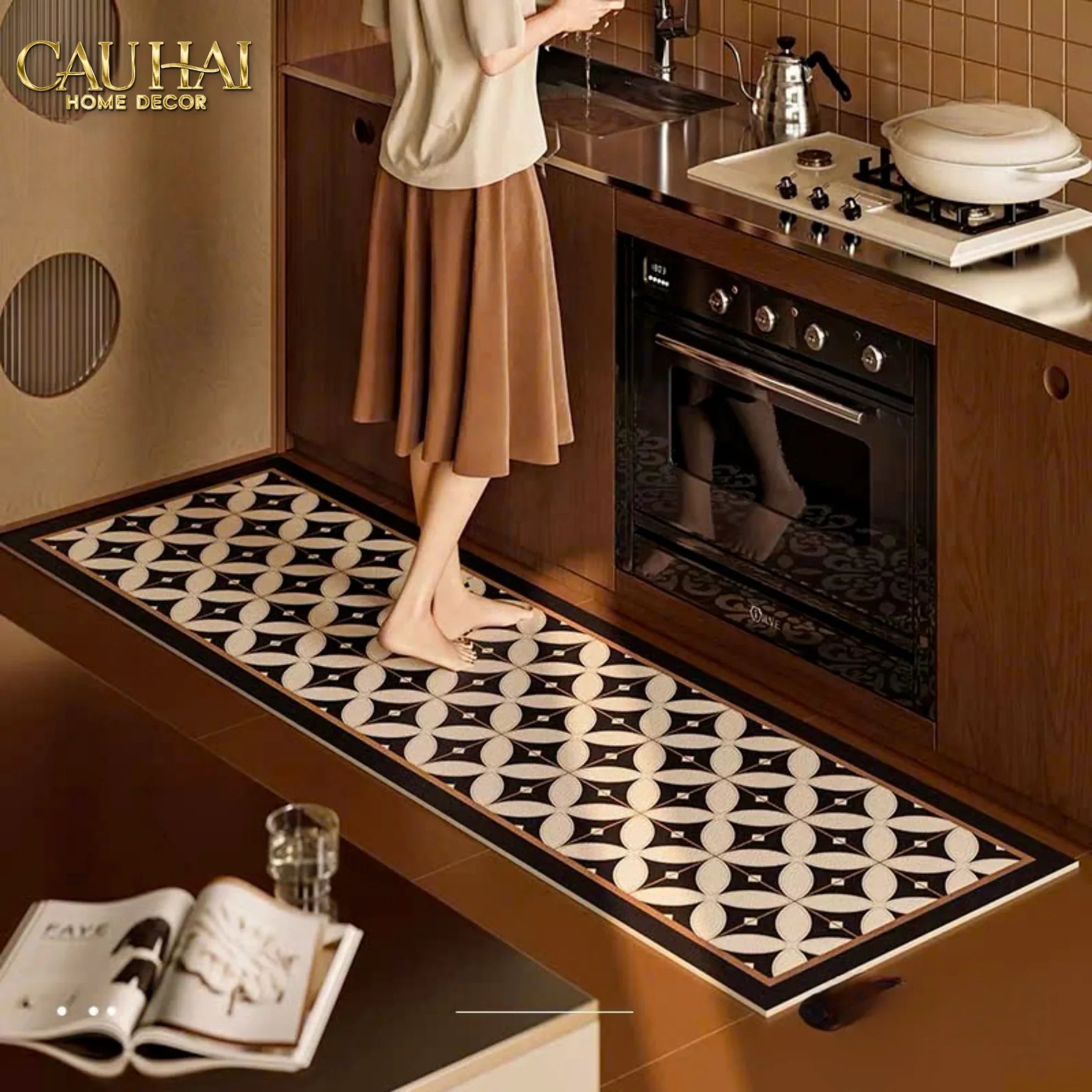Thảm Bếp Da Cao Cấp 45X150 - Phantom Coin-CẬU HAI HOME DECOR