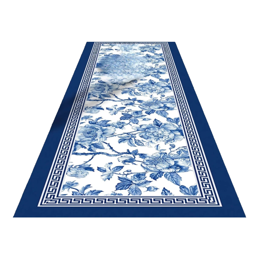 Microfiber Kitchen Mat 150 - Porcelain Revival Art - Indochine Oriental Bloom Kitchen Mat