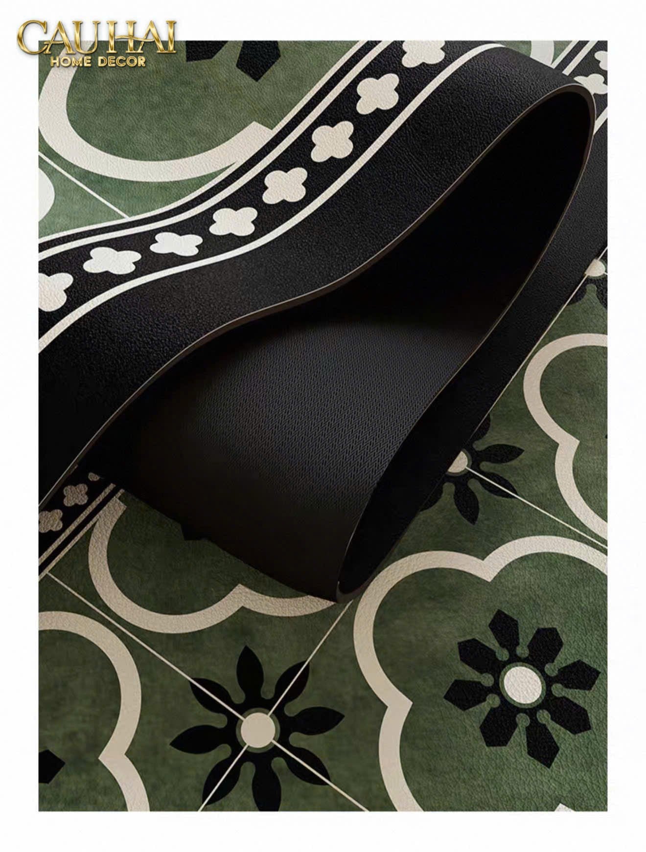 THẢM BẾP MICROFIBER 45X180 - GREEN PETALS-CẬU HAI HOME DECOR