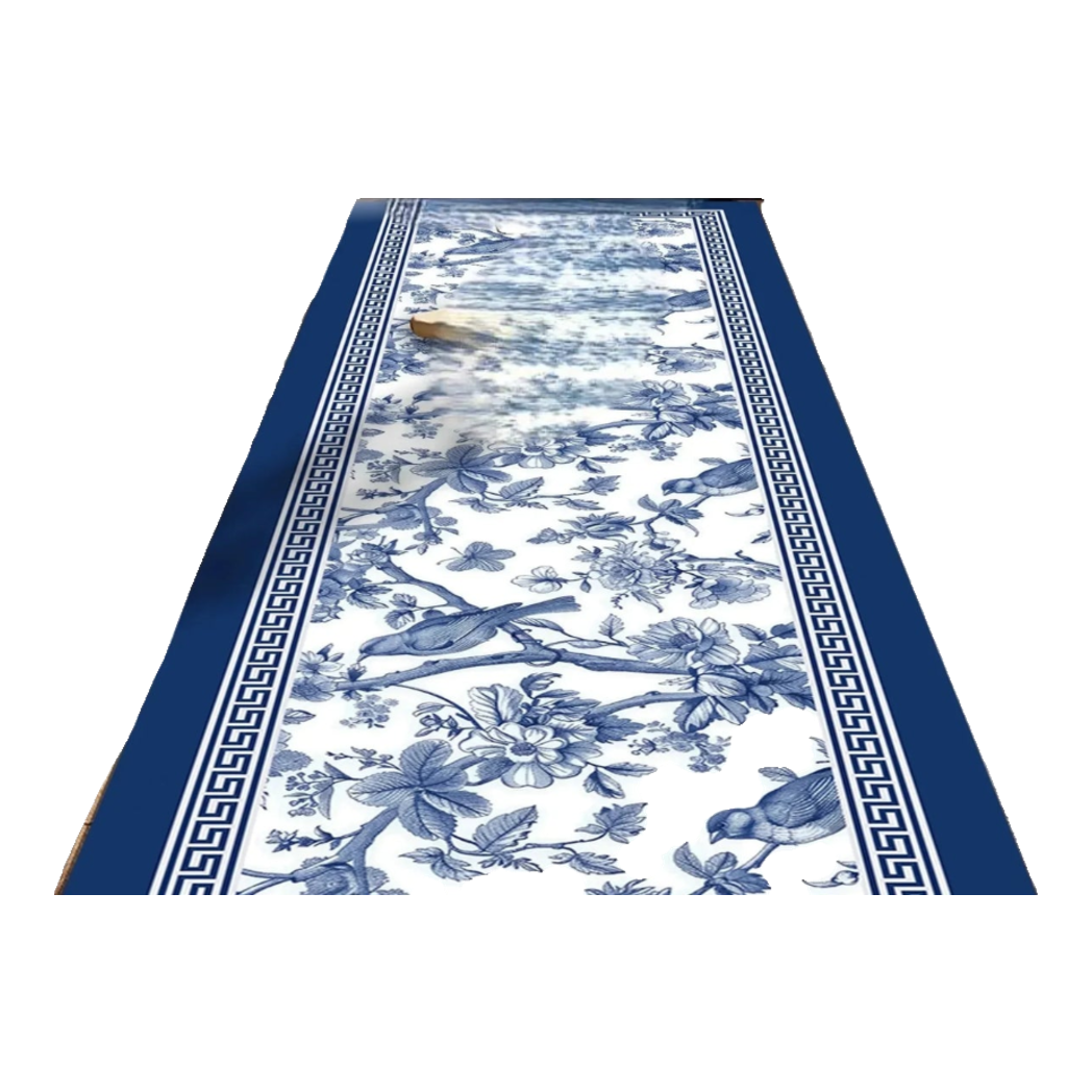 Gen5 45x150 Microfiber Kitchen Mat - Porcelain Revival Art - Indochine Oriental Jardin Kitchen Mat