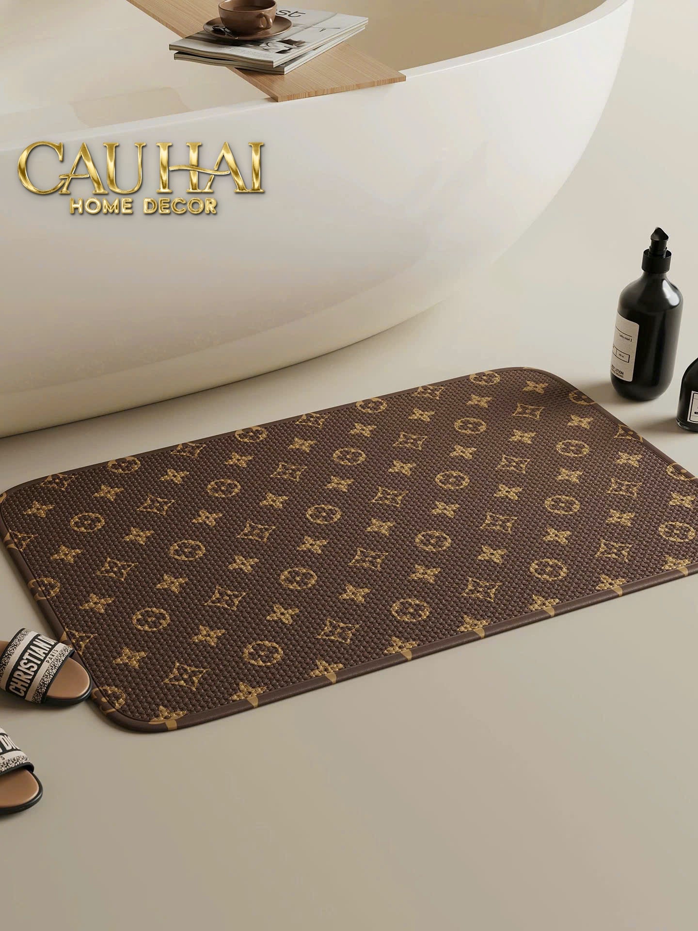 Thảm Bồn Tắm Sợi Chenille 60X90 - Signature Louis Monogram - CẬU HAI HOME DECOR