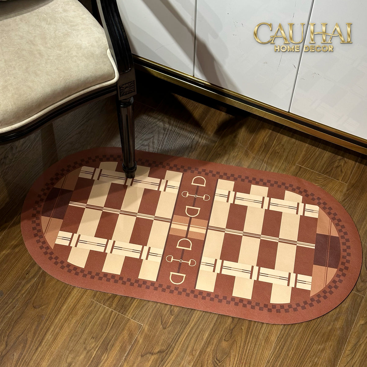 Thảm Cửa / Bathroom Micro-Nappa Gen8 45x90 Étoile Brun Horsebit Signature-THẢM CỬA-CẬU HAI HOME DECOR-CẬU HAI HOME DECOR