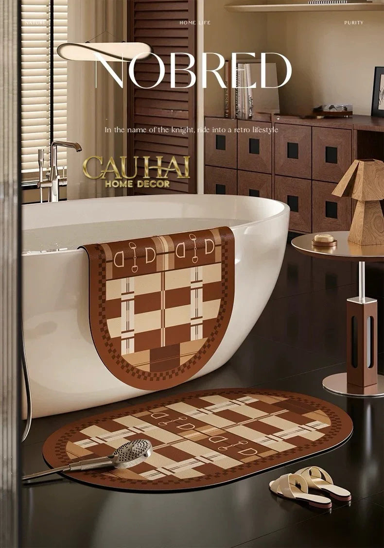 Thảm Cửa / Bathroom Micro-Nappa Gen8 45x90 Étoile Brun Horsebit Signature-THẢM CỬA-CẬU HAI HOME DECOR